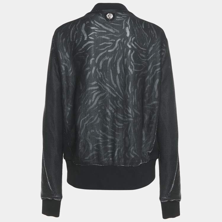 Pre Owned Versus Versace Black Mesh Zip-Up Jacket L