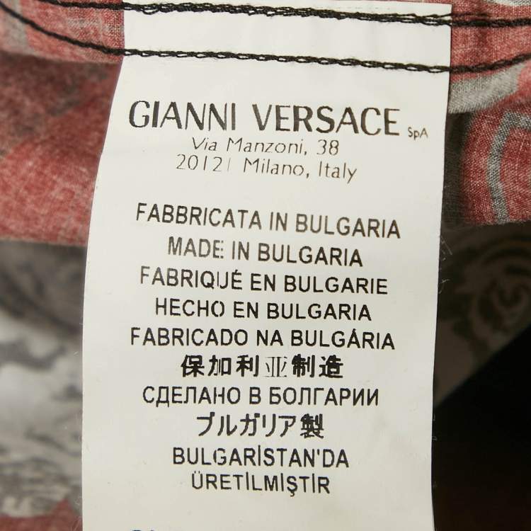 Pre Owned Versus Versace Red Printed Cotton Shirt M