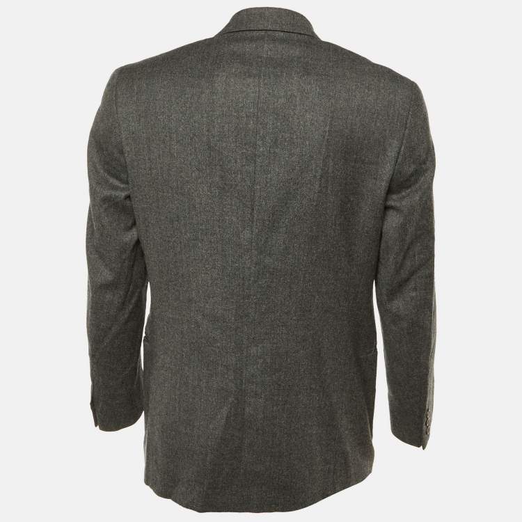 Pre Owned Versus Versace Grey Wool Button Front Blazer L