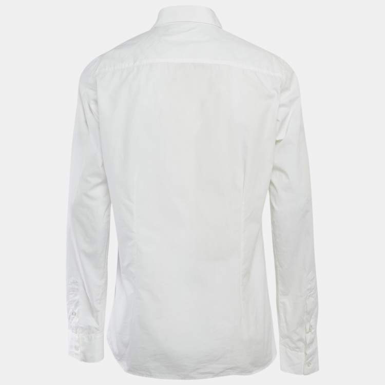 Pre Owned Versus Versace White Cotton Logo Printed Shirt L