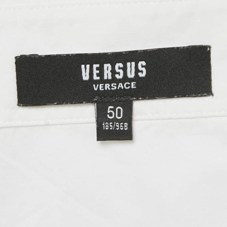 Pre Owned Versus Versace White Cotton Logo Printed Shirt L