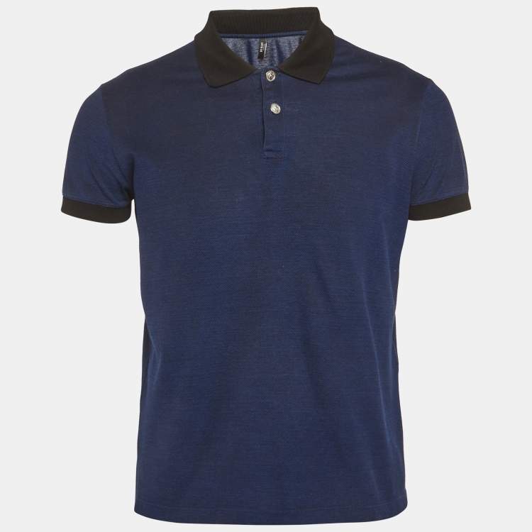 Pre Owned Versus Versace Blue Pique Polo T-Shirt M
