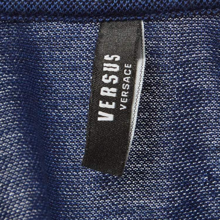 Pre Owned Versus Versace Blue Pique Polo T-Shirt M