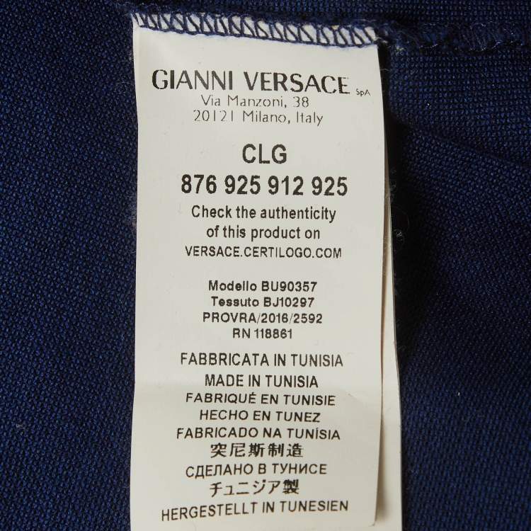 Pre Owned Versus Versace Blue Pique Polo T-Shirt M