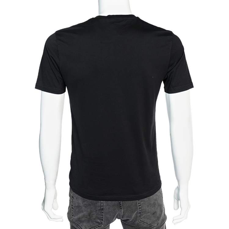 Pre Owned Versus Versace Black Cotton Logo Printed Crewneck T-Shirt S