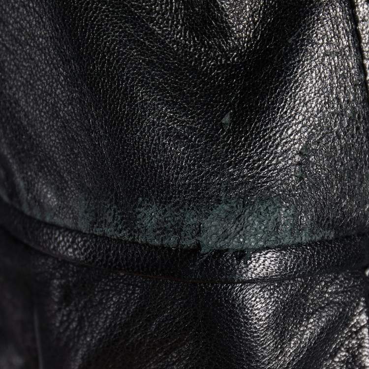 Pre Owned Versus Versace Black Leather Button Front Long Coat 3XL