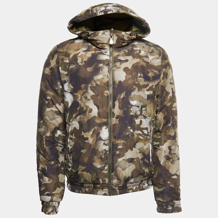 Pre Owned Versus Versace Green Quilted Synthetic Hooded Jacket S