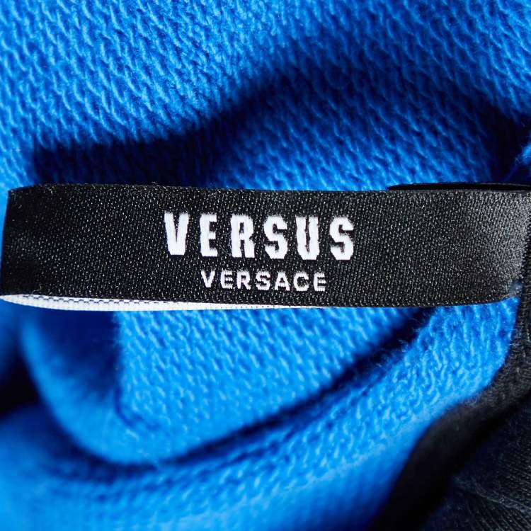 Pre Owned Versus Versace Color Block Logo Printed Cotton Knit Hoodie M