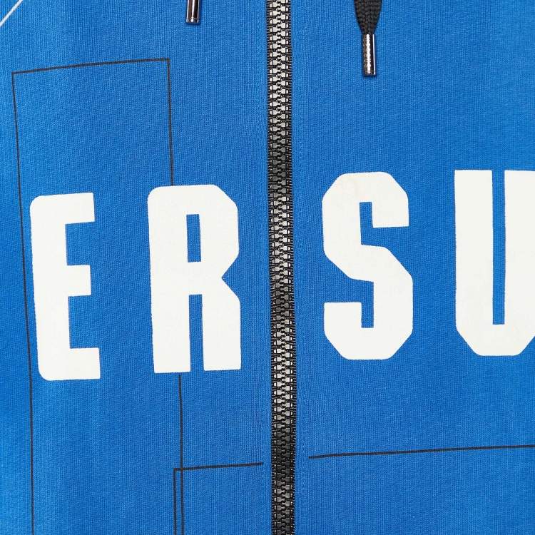 Pre Owned Versus Versace Color Block Logo Printed Cotton Knit Hoodie M