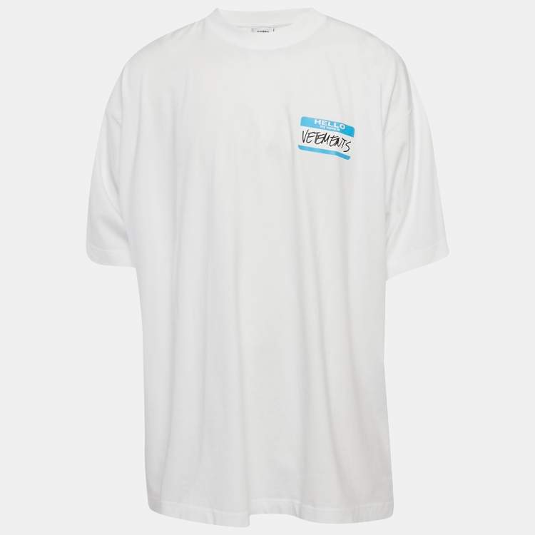 Pre Owned Vetements Limited Edition Unisex White Printed Jersey Oversized T-Shirt M