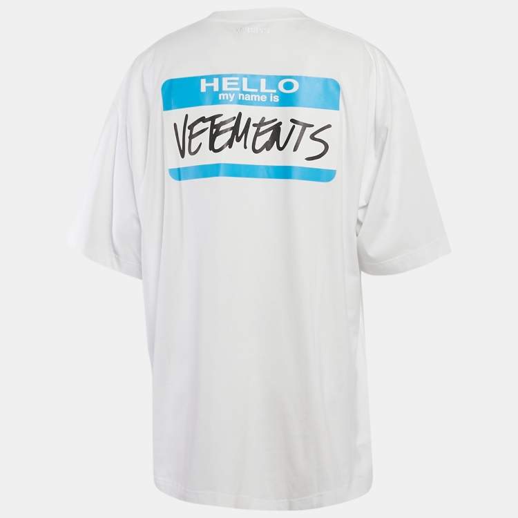 Pre Owned Vetements Limited Edition Unisex White Printed Jersey Oversized T-Shirt M
