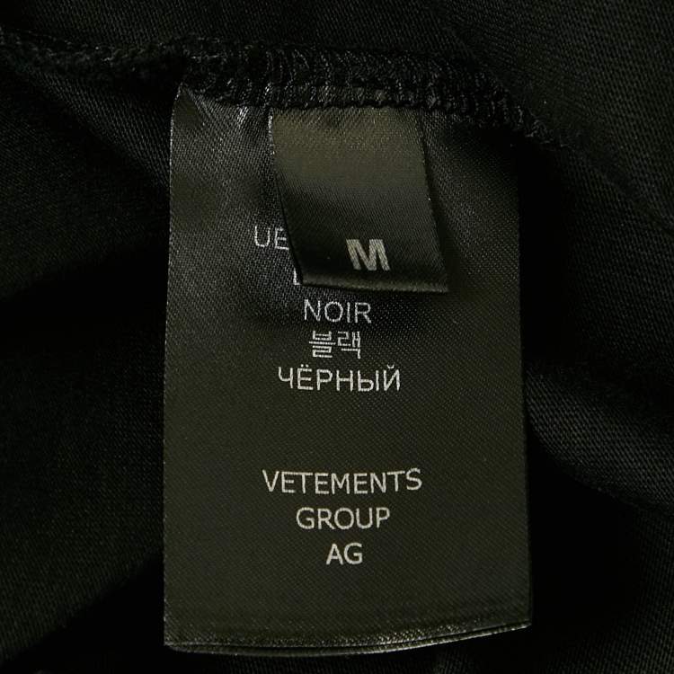 Pre Owned Vetements Limited Edition Unisex Black Printed Jersey Oversized T-Shirt M