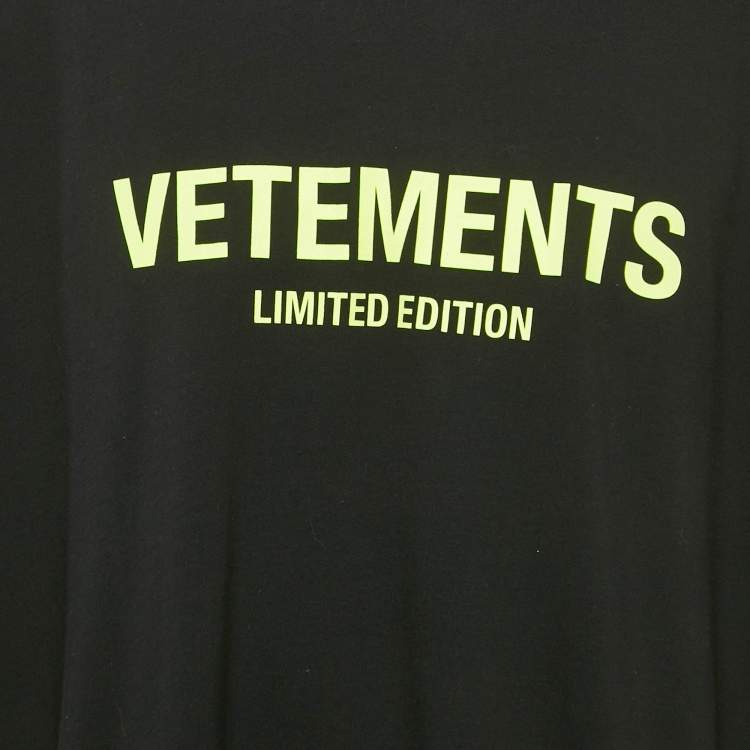 Pre Owned Vetements Limited Edition Unisex Black Printed Jersey Oversized T-Shirt L