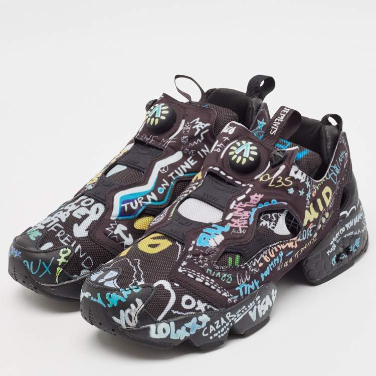 Pre Owned Vetements x Reebok Black Graffiti Fabric Instapump Fury Sneakers Size 40