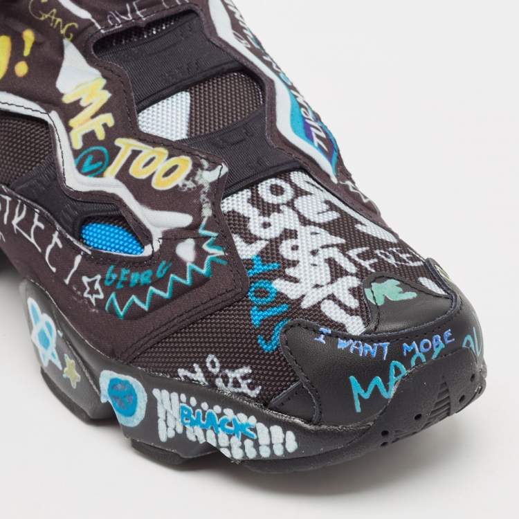 Pre Owned Vetements x Reebok Black Graffiti Fabric Instapump Fury Sneakers Size 40
