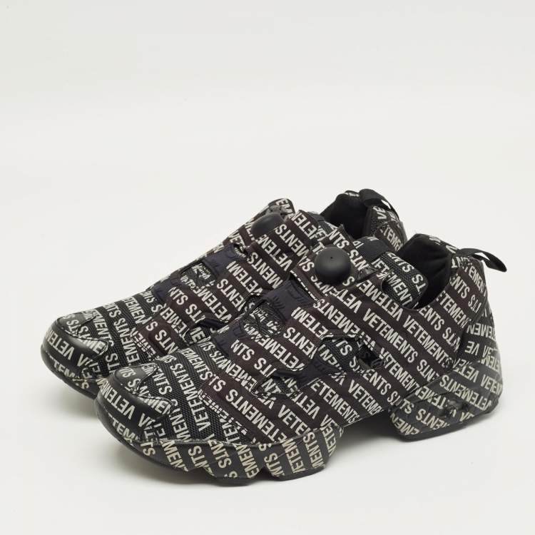 Pre Owned حذاء رياضي فيتمونت وريبوك رسم دودل قماش مطبوع وشبكة إنستابمب فوري عنق منخفض مقاس 39
