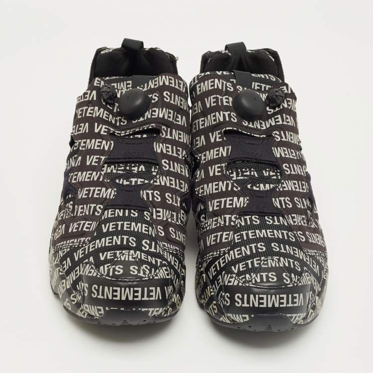 Pre Owned حذاء رياضي فيتمونت وريبوك رسم دودل قماش مطبوع وشبكة إنستابمب فوري عنق منخفض مقاس 39