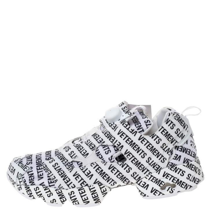 Vetements x Reebok White/Black Monogram And Fabric Instapump Fury Sneakers Size 42 Vetements | TLC
