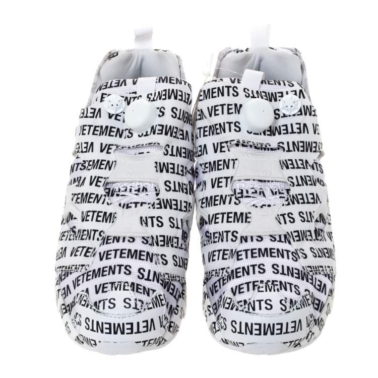 Pre Owned Vetements x Reebok White/Black Monogram Nylon And Fabric Instapump Fury Sneakers Size 42