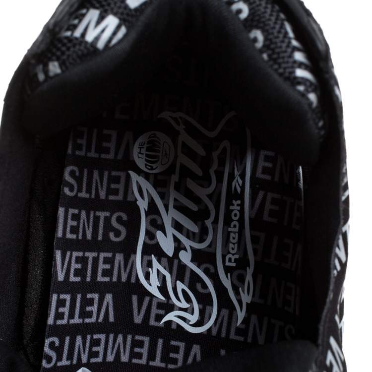 Pre Owned Vetements x Reebok Black/White Monogram Nylon And Fabric Instapump Fury Sneakers Size 44.5
