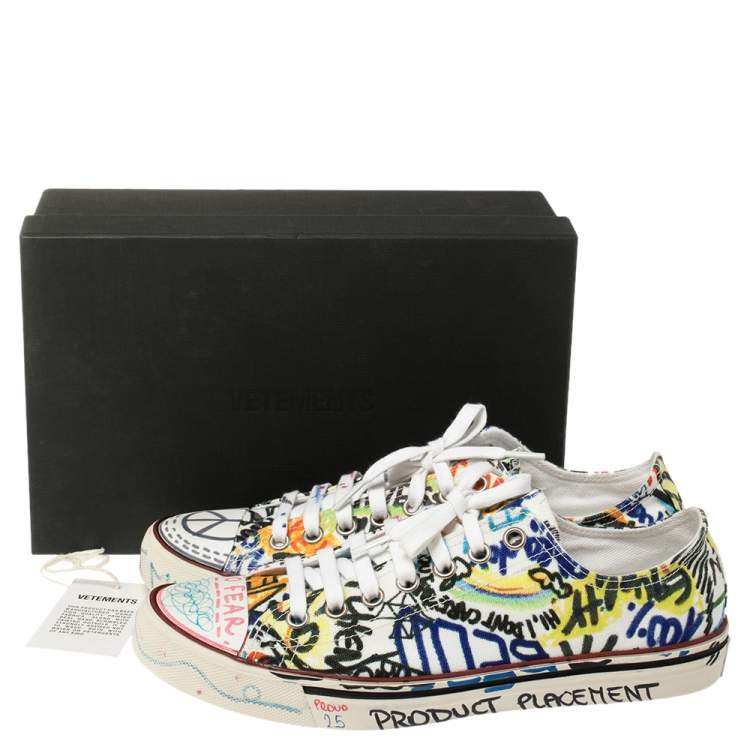 Pre Owned Vetements Multicolor Graffiti Canvas Low Top Lace Up Sneakers Size 41