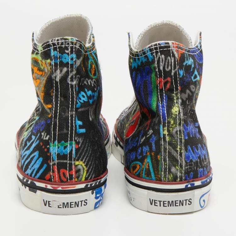 Pre Owned Vetements Multicolor Graffiti Canvas High Top Sneakers Size 40