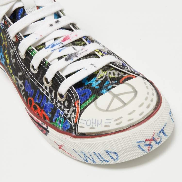 Pre Owned Vetements Multicolor Graffiti Canvas High Top Sneakers Size 40