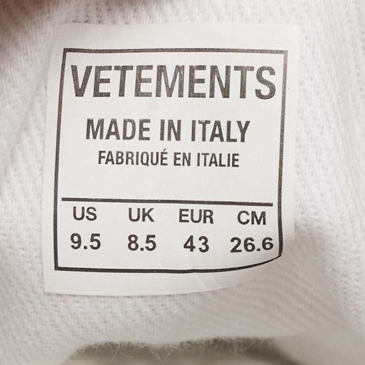 Pre Owned Vetements Black/White Logo Print Canvas Low Top Sneakers Size 43