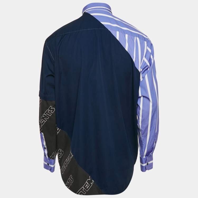 Pre Owned Vetements Blue Cotton Cut-Up Oversized Shirt S