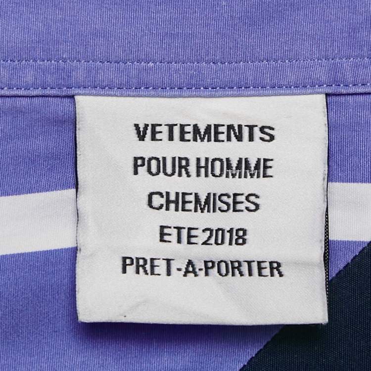 Pre Owned Vetements Blue Cotton Cut-Up Oversized Shirt S