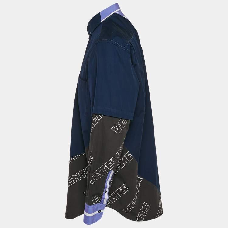 Pre Owned Vetements Blue Cotton Cut-Up Oversized Shirt S
