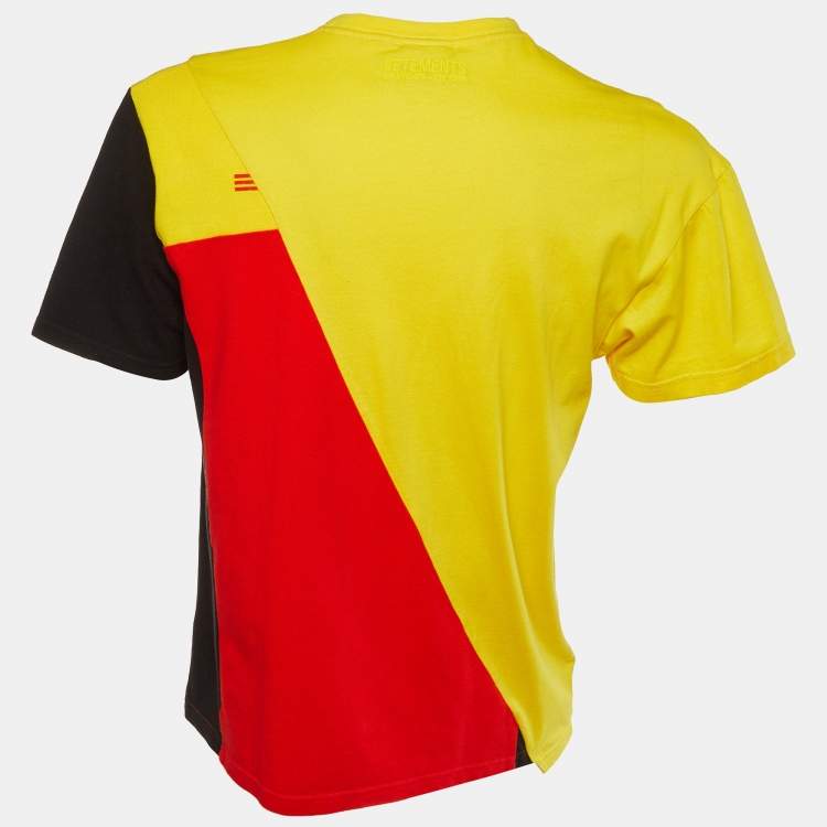 Pre Owned Vetements Tri Color DHL Print Cotton Crew Neck T-Shirt M