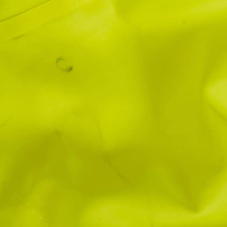 Pre Owned Vetements Neon Yellow Logo Print Synthetic Raincoat One Size