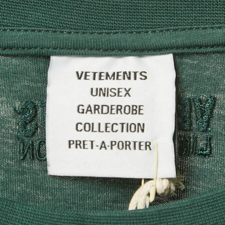 Pre Owned Vetements Unisex Green Double Anarchy Jersey Long Sleeve T-Shirt M