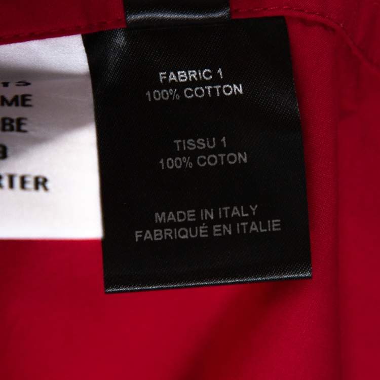 Pre Owned Vetements Red Embroidered Cotton Button Down Short Sleeve Shirt XL