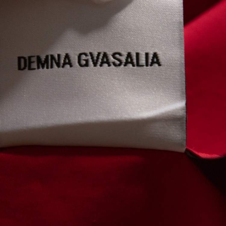 Pre Owned Vetements Red Embroidered Cotton Button Down Short Sleeve Shirt XL