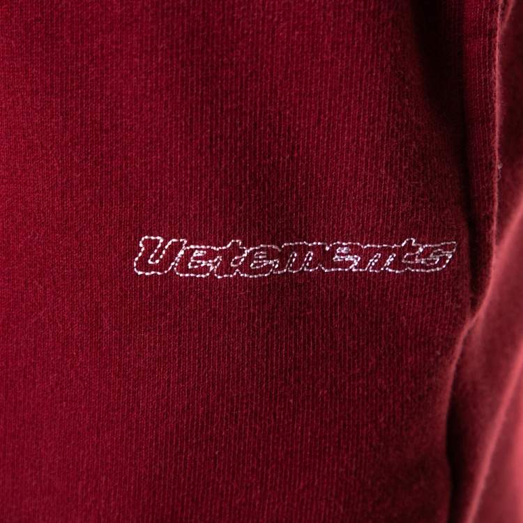 Pre Owned Vetements Brick Red Cotton Embroidered Logo Detail Track Pants M 