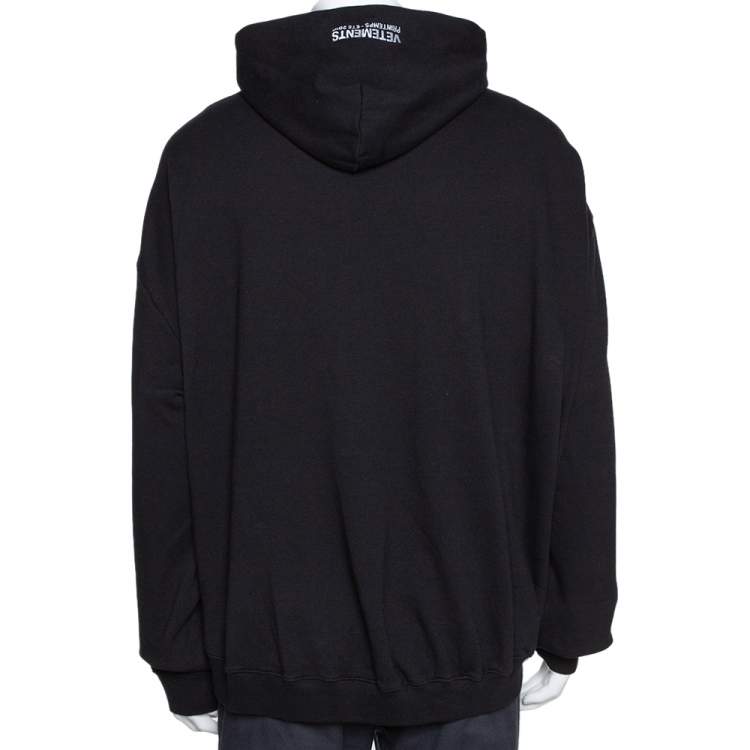 Pre Owned Vetements X Umbro Black Logo Print Cotton Oversized Hoodie S
