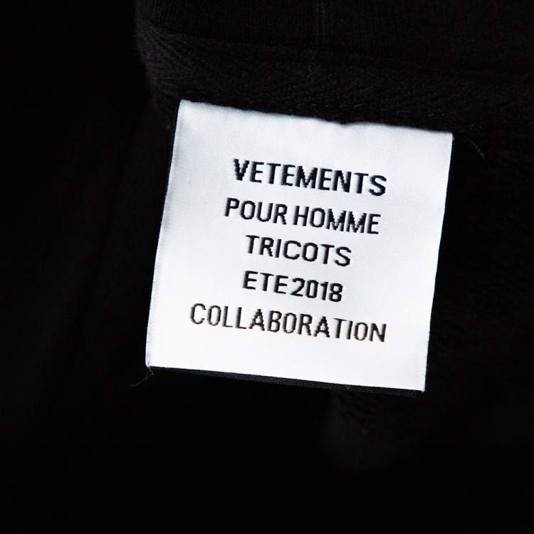 Pre Owned Vetements X Umbro Black Logo Print Cotton Oversized Hoodie S