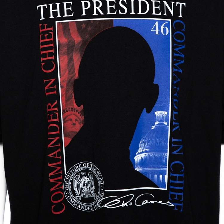 Pre Owned Vetements Black President Graphic Print Cotton Oversized T-Shirt S