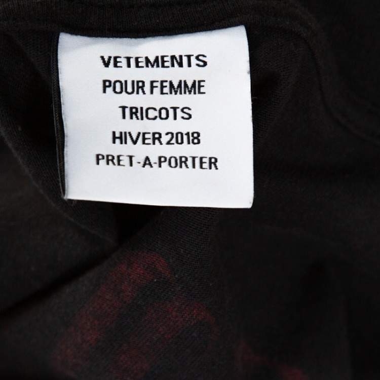 Pre Owned Vetements Black Printed Cotton Jersey Hooded Sweatshirt XS