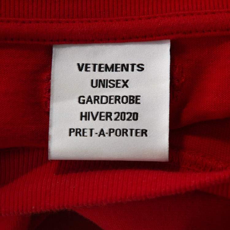 Pre Owned Vetements Orange Cotton Logo Print Oversized T Shirt M