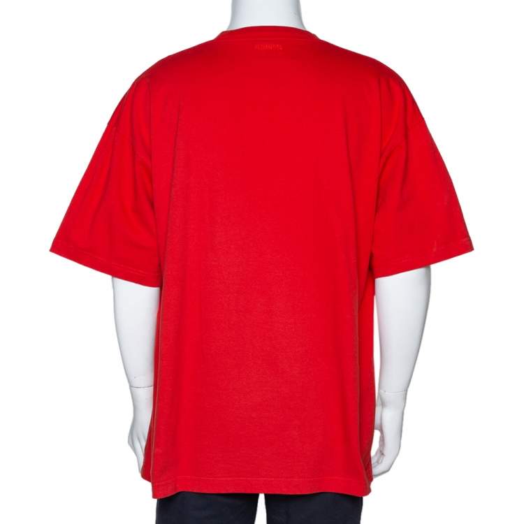 Pre Owned Vetements Orange Cotton Logo Print Oversized T Shirt M