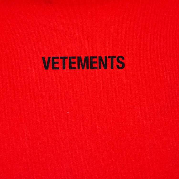 Pre Owned Vetements Orange Cotton Logo Print Oversized T Shirt M