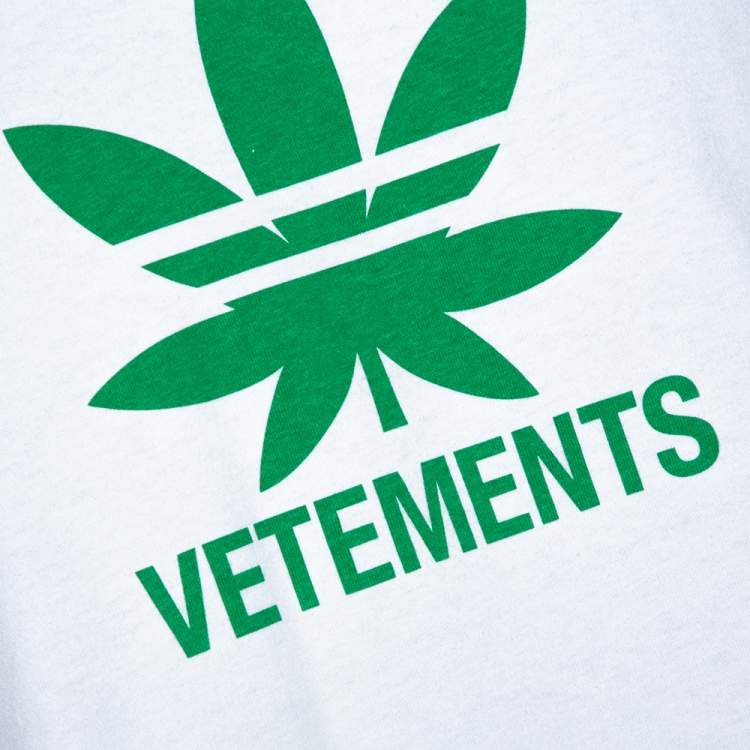 Pre Owned Vetements Monochrome Leaf Logo Print Cotton Double Layered T-Shirt S