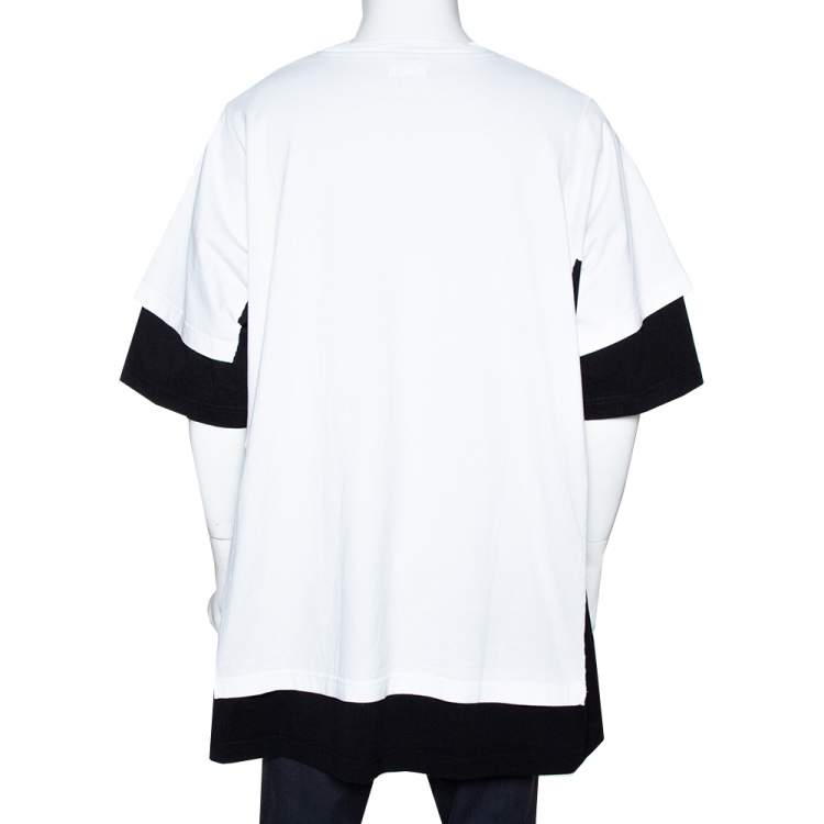 Pre Owned Vetements Monochrome Leaf Logo Print Cotton Double Layered T-Shirt S
