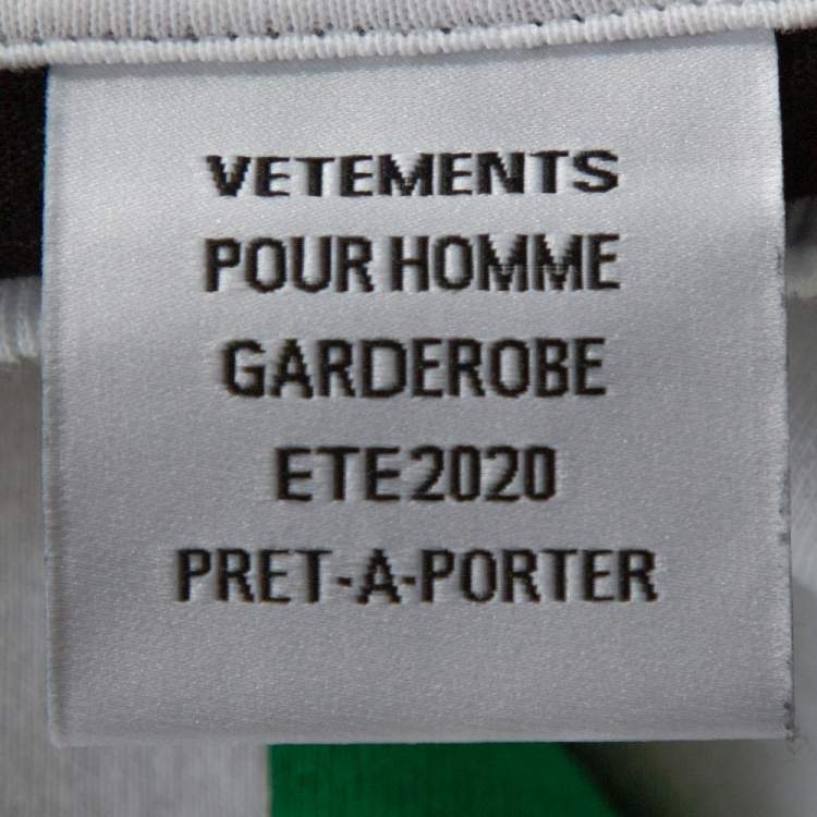 Pre Owned Vetements Monochrome Leaf Logo Print Cotton Double Layered T-Shirt S