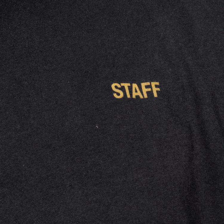 Pre Owned Vetements Charcoal Cotton Staff Print Crew Neck T Shirt L