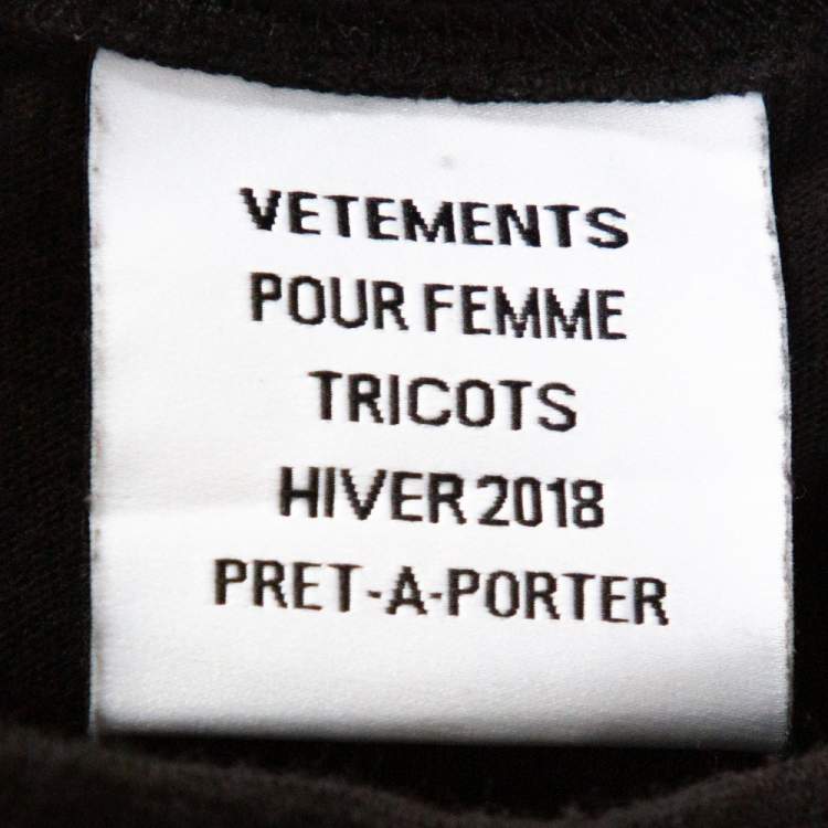 Pre Owned Vetements Charcoal Cotton Staff Print Crew Neck T Shirt L