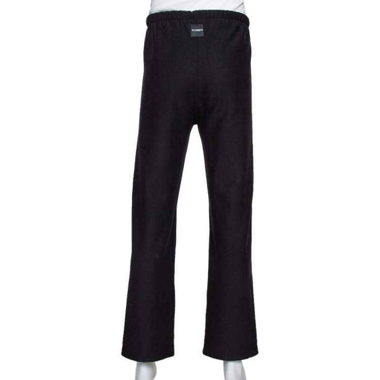 Pre Owned Vetements Black Cotton Knit Logo Printed Sweatpants M 
